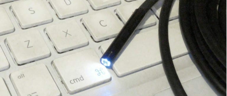 a endoscope camera in a keyboard